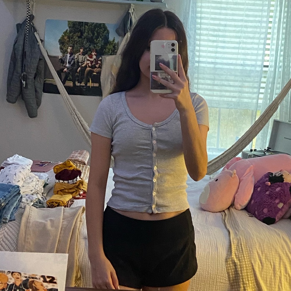 grey and white striped brandy meliville shirt